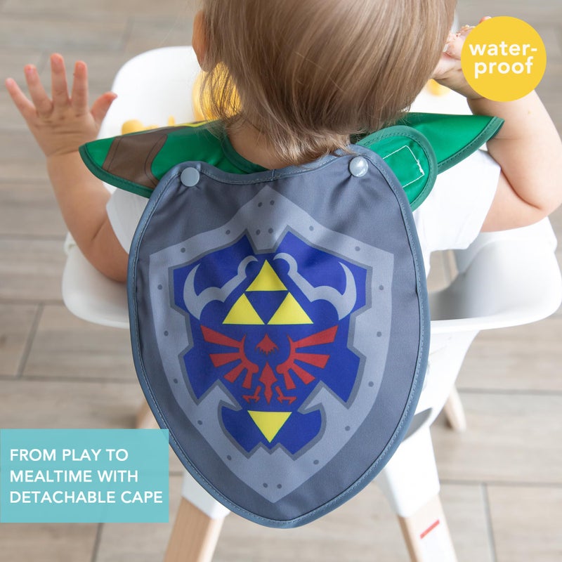 Bumkins Nintendo Bibs for Girl or Boy, SuperBib with Cape for Baby and Toddler 6-24 Months, Essential Must Have for Eating, Feeding, Baby Led Weaning Supplies, Mess Saving Catch Food, Legend of Zelda - Image 2